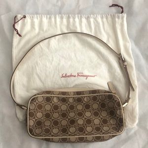 Vintage Salvatore Ferragamo Gancini Print Canvas Mini Shoulder Bag